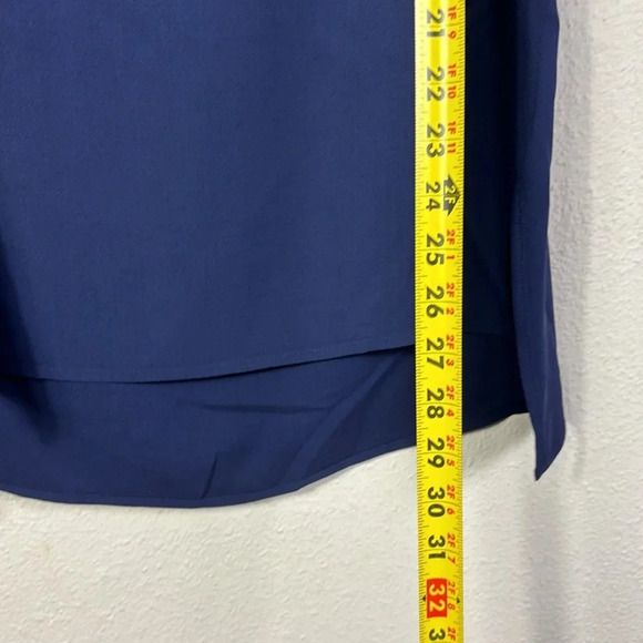 Eileen Fisher 100% Silk Georgette Crepe Ballet Neck Long Tank Tunic navy blue XS - Picture 5 of 8